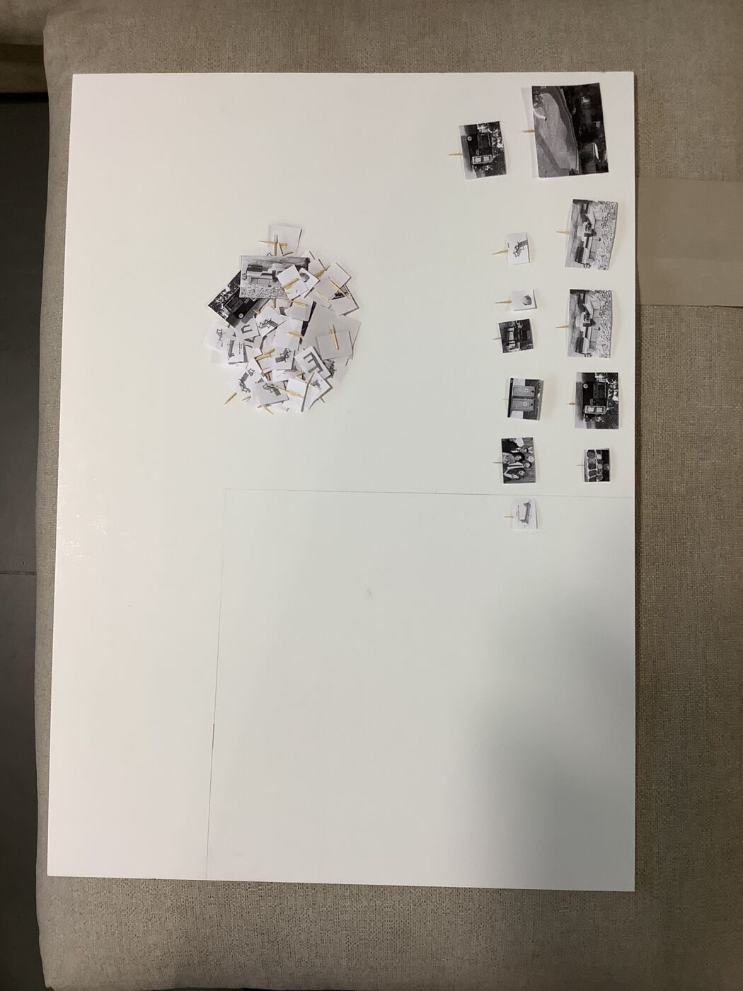 Top view of the map board with cut-outs