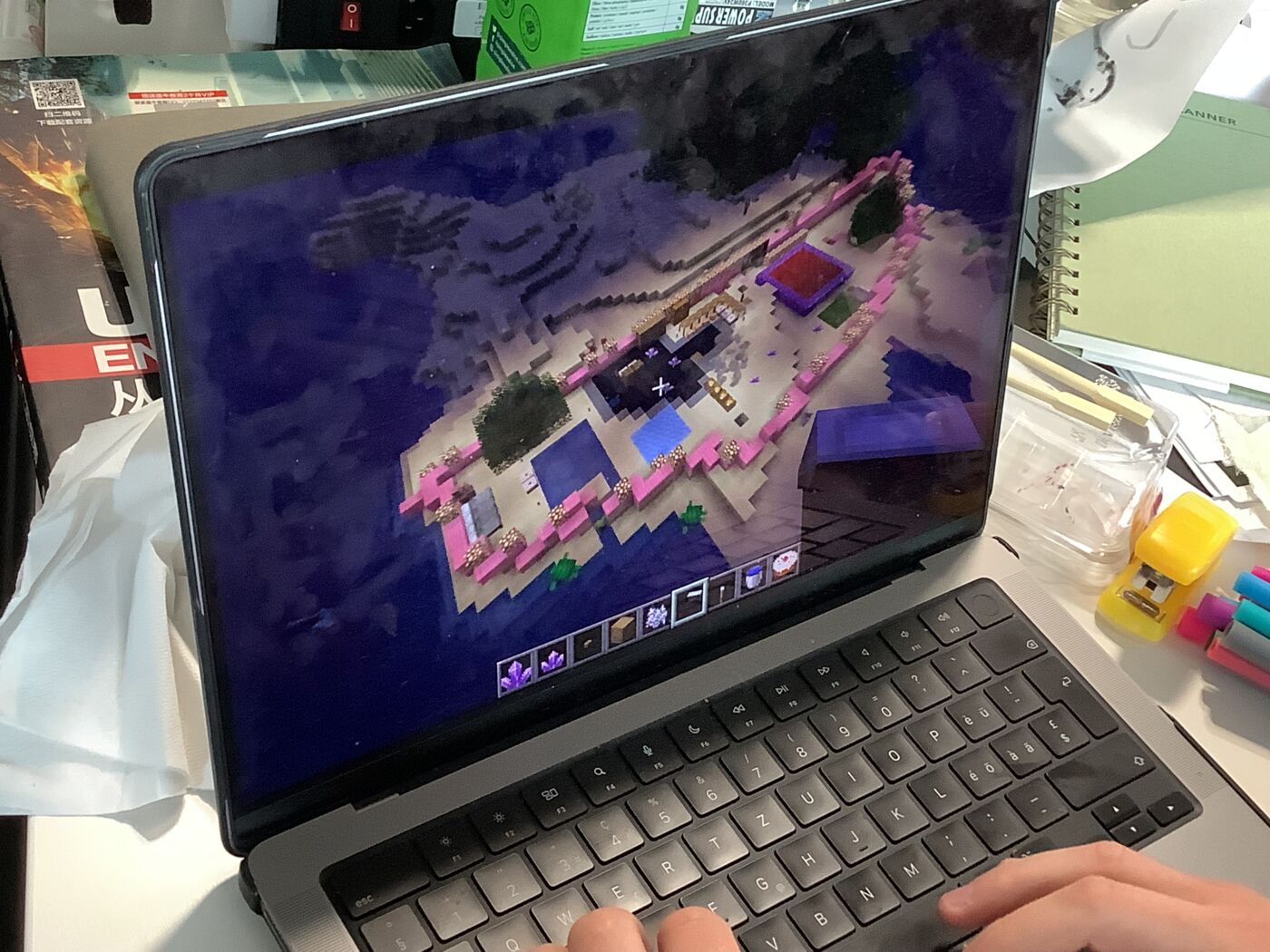 Digital 3D model of the park on a laptop