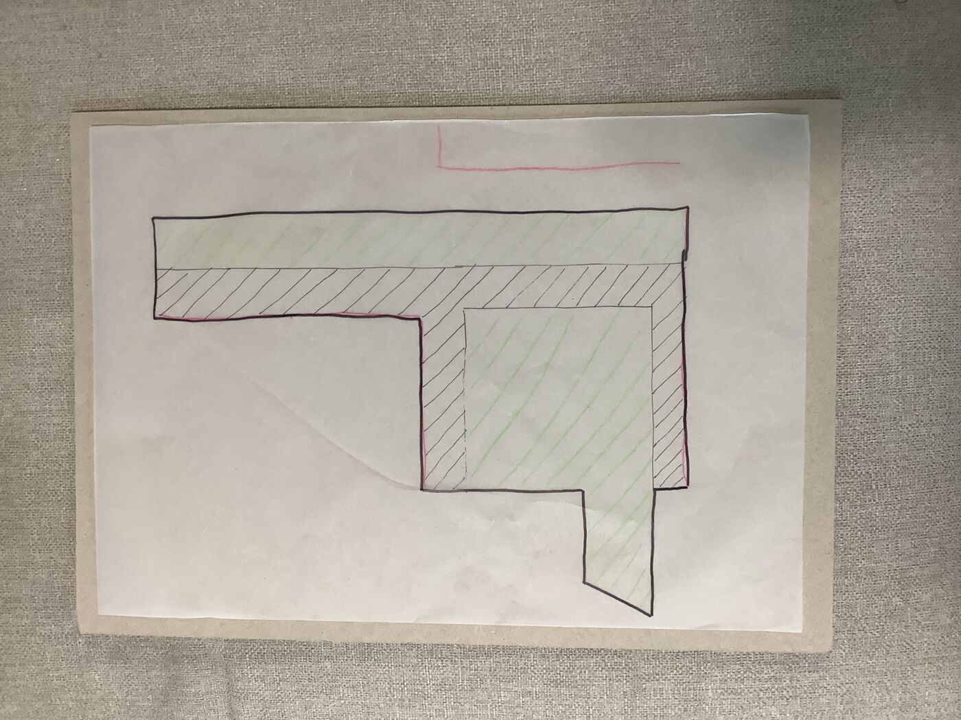 Outline of the site drawn on paper